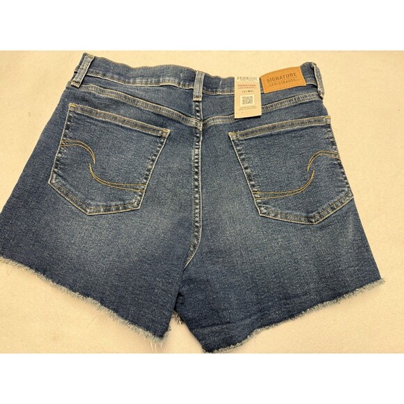 Women’s Levi Heritage Blue Denim High Rise Stretch Fringe Jean  Shorts Sz 12 New - Picture 2 of 9